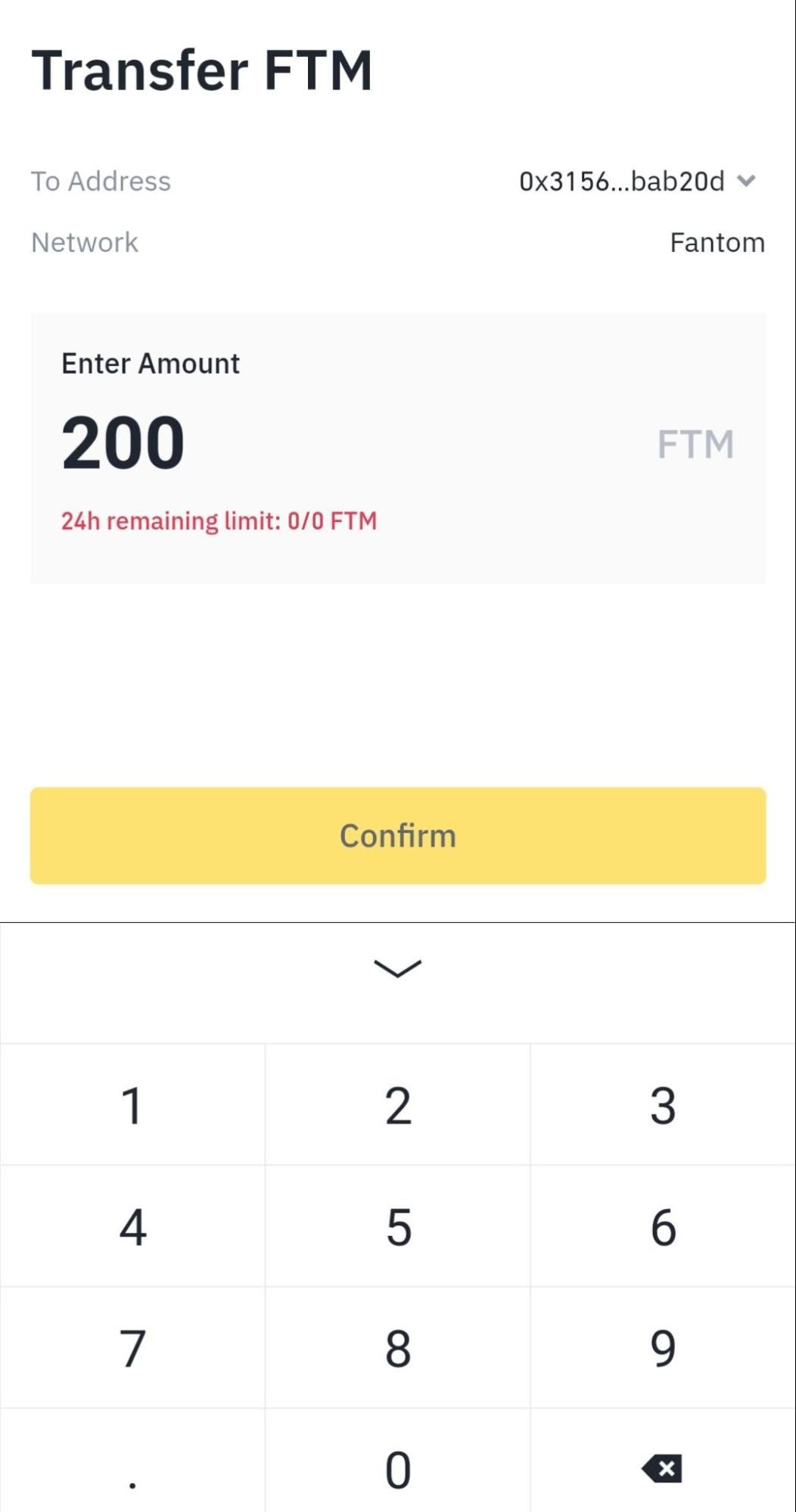 transfer FTM from Binance to Trust Wallet