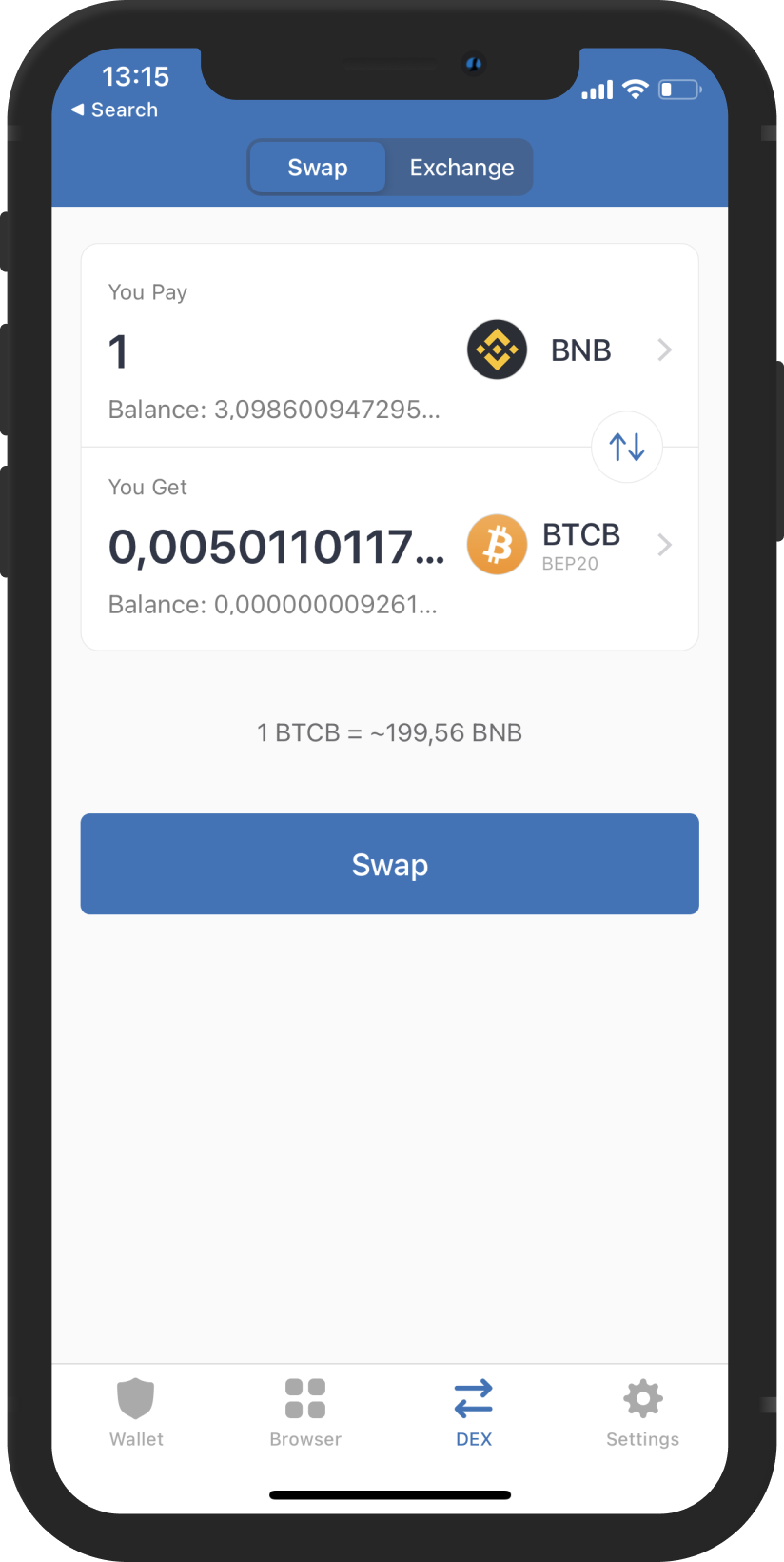 Shows a mockup how bitcoin earnings could look like